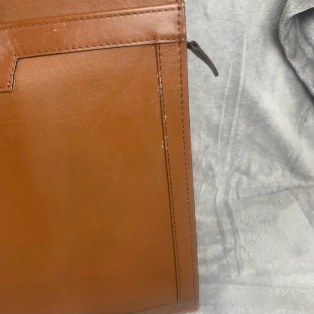 Vintage Cognac Brown‎ Leather Briefcase Portfolio Laptop Case Folio Bag Attache